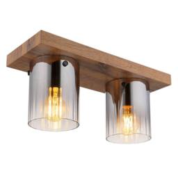 Netlighting Underwood Cluster Ceiling Light Wood Look Smoke Glass 2x E27 in Brown
