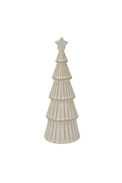 KDMD Large Alora Ceramic Snowy Tree with Star - Winter Decor Centerpiece in Brown - image 1