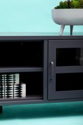 Orsina Industrial Two Door White Metal Media Unit, Classic Livingroom Media Unit, Versatile Shelving Media Unit in Grey - thumbnail 5