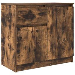 Berkfield Home Sideboard with Drawer Smoked Oak 71x35x65 cm Engineered Wood in Brown - Size: 71 x 35 x 65 cm - thumbnail 2