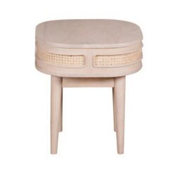 Indian Hub Valencia Bedside Table - Cane & Mango Wood - L50 x W50 x H55 cm in Light Pink - thumbnail 1