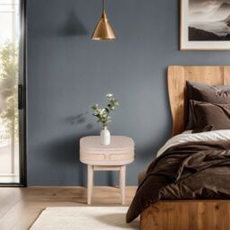 Indian Hub Valencia Bedside Table - Cane & Mango Wood - L50 x W50 x H55 cm in Light Pink - thumbnail 4