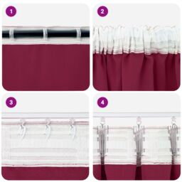 Berkfield Home Curtains with Curtains 2 pcs Wine Red 260 x 140 cm Polyester - thumbnail 4