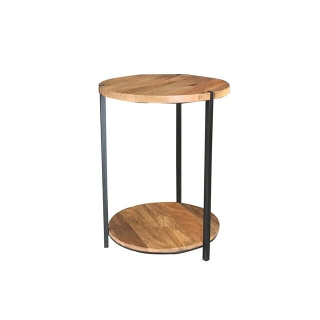 Jaipur Furniture Ltd Ravi Double Round Top Table - Mango Wood/Iron - L46 x W46 x H60 cm - Mango Light Finish in Brown - image 1