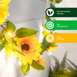 Gardenwize 2.3m Solar Sunflower Garland String Lights with 25 LEDs - thumbnail 3