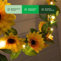 Gardenwize 2.3m Solar Sunflower Garland String Lights with 25 LEDs - thumbnail 6