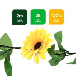Gardenwize 2.3m Solar Sunflower Garland String Lights with 25 LEDs - thumbnail 2