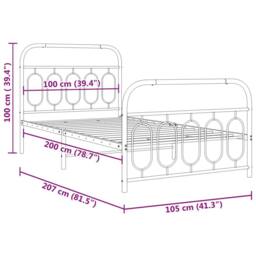 Berkfield Home Metal Bed Frame without Mattress with Footboard White 100x200cm - Size: 100x200 cm - thumbnail 8