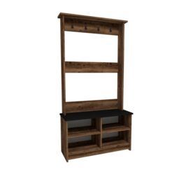 Destina Home Amelia Hallway Coat Rack with Shelves in Dark Brown - Size: 1 Pack