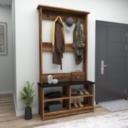 Destina Home Amelia Hallway Coat Rack with Shelves in Dark Brown - Size: 1 Pack - thumbnail 2