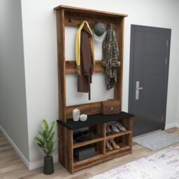 Destina Home Amelia Hallway Coat Rack with Shelves in Dark Brown - Size: 1 Pack - thumbnail 4