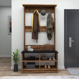 Destina Home Amelia Hallway Coat Rack with Shelves in Dark Brown - Size: 1 Pack - thumbnail 3