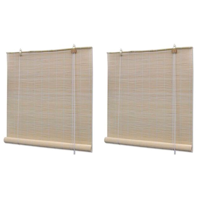Berkfield Home Bamboo Roller Blinds 2 pcs 120x160 cm Natural in Beige - image 1