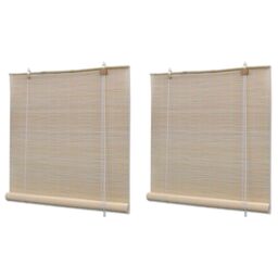 Berkfield Home Bamboo Roller Blinds 2 pcs 120x160 cm Natural in Beige