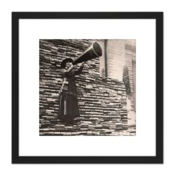 Artery8 New York Public Library Woman Donate Books 1910 8X8 Inch Square Wooden Framed Wall Art Print Picture with Mount in Black - thumbnail 1