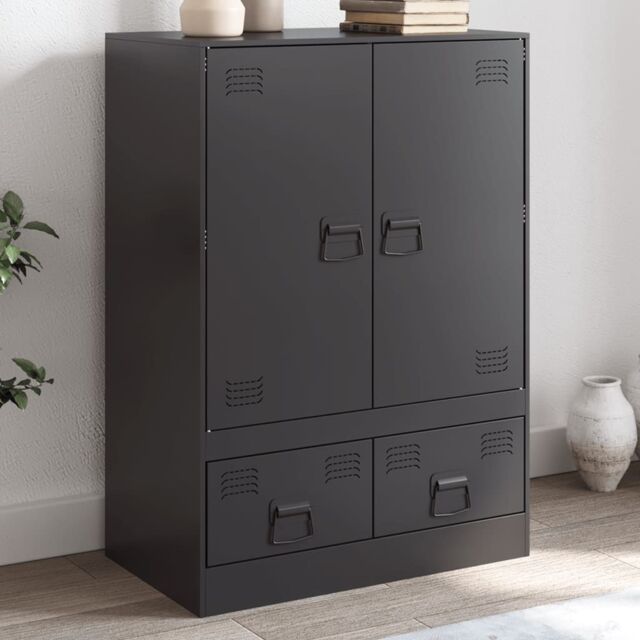 Berkfield Home Highboard Black 67x39x95 cm Steel - Size: 67 x 39 x 95 cm - image 1