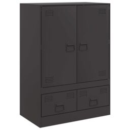 Berkfield Home Highboard Black 67x39x95 cm Steel - Size: 67 x 39 x 95 cm - thumbnail 2