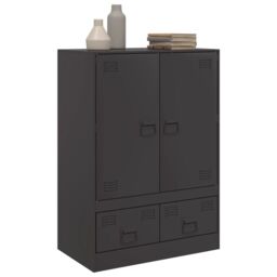 Berkfield Home Highboard Black 67x39x95 cm Steel - Size: 67 x 39 x 95 cm - thumbnail 4