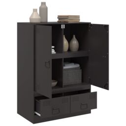 Berkfield Home Highboard Black 67x39x95 cm Steel - Size: 67 x 39 x 95 cm - thumbnail 5