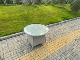 Fimous Rattan Furniture Set with 1 Medium Round Coffee Table &4 Seater Chairs in Light Grey - thumbnail 4