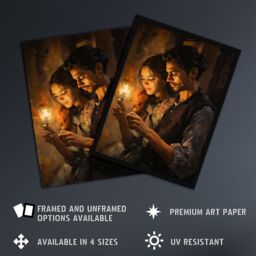 "Artery8 Wall Art Print La Boheme Young Couple Candlelight Scene Oil Painting Poster in Brown - Size: W18"" x H24""" - thumbnail 2