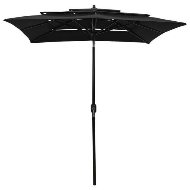Berkfield Home 3-Tier Parasol with Aluminium Pole Black 2x2 m - image 1