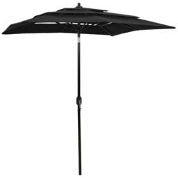 Berkfield Home 3-Tier Parasol with Aluminium Pole Black 2x2 m - thumbnail 2