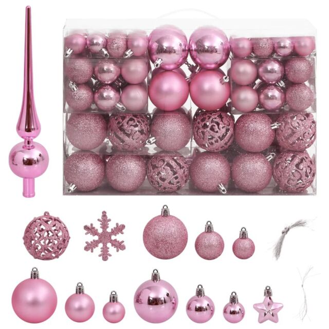 Berkfield Home 111 Piece Christmas Bauble Set Pink Polystyrene - image 1