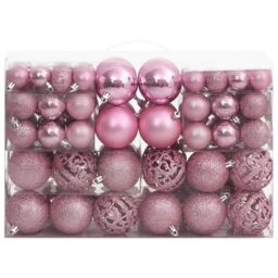 Berkfield Home 111 Piece Christmas Bauble Set Pink Polystyrene - thumbnail 2