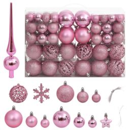 Berkfield Home 111 Piece Christmas Bauble Set Pink Polystyrene - thumbnail 1