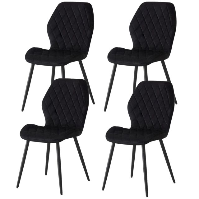 SONARA Modern Velvet Dining Chairs Set of 4 with Ergonomic Curved Backrest in Black - image 1