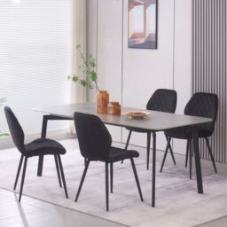 SONARA Modern Velvet Dining Chairs Set of 4 with Ergonomic Curved Backrest in Black - thumbnail 2