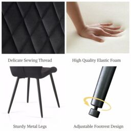 SONARA Modern Velvet Dining Chairs Set of 4 with Ergonomic Curved Backrest in Black - thumbnail 4