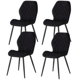SONARA Modern Velvet Dining Chairs Set of 4 with Ergonomic Curved Backrest in Black - thumbnail 1