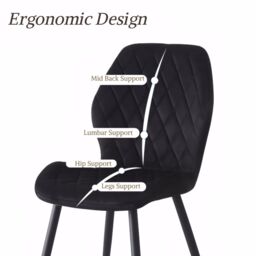 SONARA Modern Velvet Dining Chairs Set of 4 with Ergonomic Curved Backrest in Black - thumbnail 5