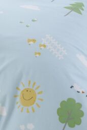 Bedlam 'Farmyard Friends' Striped Print 28cm Fitted Bed Sheet in Blue - Size: Single Fitted - thumbnail 4