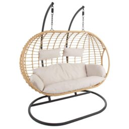 Charles Bentley Double Hanging Swing Chair Seat H196 x D117 x W167cm Natural - thumbnail 5