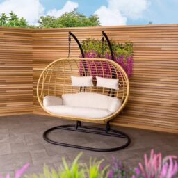 Charles Bentley Double Hanging Swing Chair Seat H196 x D117 x W167cm Natural - thumbnail 1