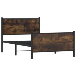 Berkfield Home Metal Bed Frame without Mattress Smoked Oak 100x200 cm in Brown - thumbnail 3