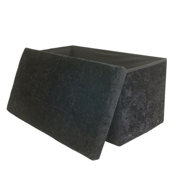 Libbi Lou Velvet Footstool Ottoman Storage Box 76x38x38cm in Black - Size: 76 x 38 x 38 cm - image 1