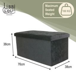 Libbi Lou Velvet Footstool Ottoman Storage Box 76x38x38cm in Black - Size: 76 x 38 x 38 cm - thumbnail 4
