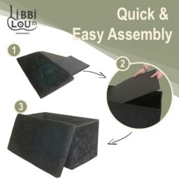Libbi Lou Velvet Footstool Ottoman Storage Box 76x38x38cm in Black - Size: 76 x 38 x 38 cm - thumbnail 2
