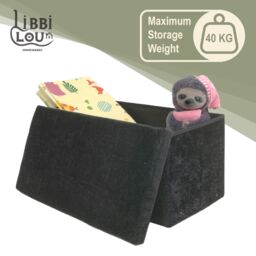 Libbi Lou Velvet Footstool Ottoman Storage Box 76x38x38cm in Black - Size: 76 x 38 x 38 cm - thumbnail 3