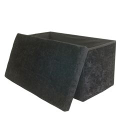 Libbi Lou Velvet Footstool Ottoman Storage Box 76x38x38cm in Black - Size: 76 x 38 x 38 cm - thumbnail 1