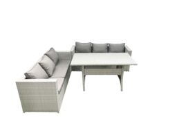 Fimous Rattan Garden Furniture Set 6 Seater Outdoor Sofa Set with Dining Table Light Grey Mixed - thumbnail 2