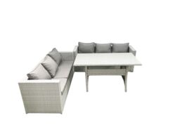 Fimous Rattan Garden Furniture Set 6 Seater Outdoor Sofa Set with Dining Table Light Grey Mixed - thumbnail 1