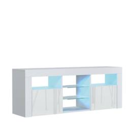 Creative Furniture Pulse TV Unit 145cm - White with Gloss Doors + LED Lights - thumbnail 4