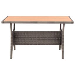 Berkfield Home Garden Table Grey 120x70x66 cm Poly Rattan - Size: 120 x 70 x 66 cm - thumbnail 2