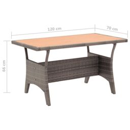 Berkfield Home Garden Table Grey 120x70x66 cm Poly Rattan - Size: 120 x 70 x 66 cm - thumbnail 6