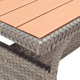 Berkfield Home Garden Table Grey 120x70x66 cm Poly Rattan - Size: 120 x 70 x 66 cm - thumbnail 5